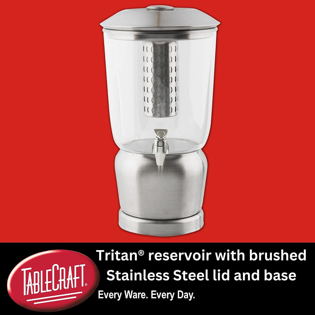 Gallon Drink Dispenser with Fruit Infuser & Stand, Tritan Stainless Steel Y2474