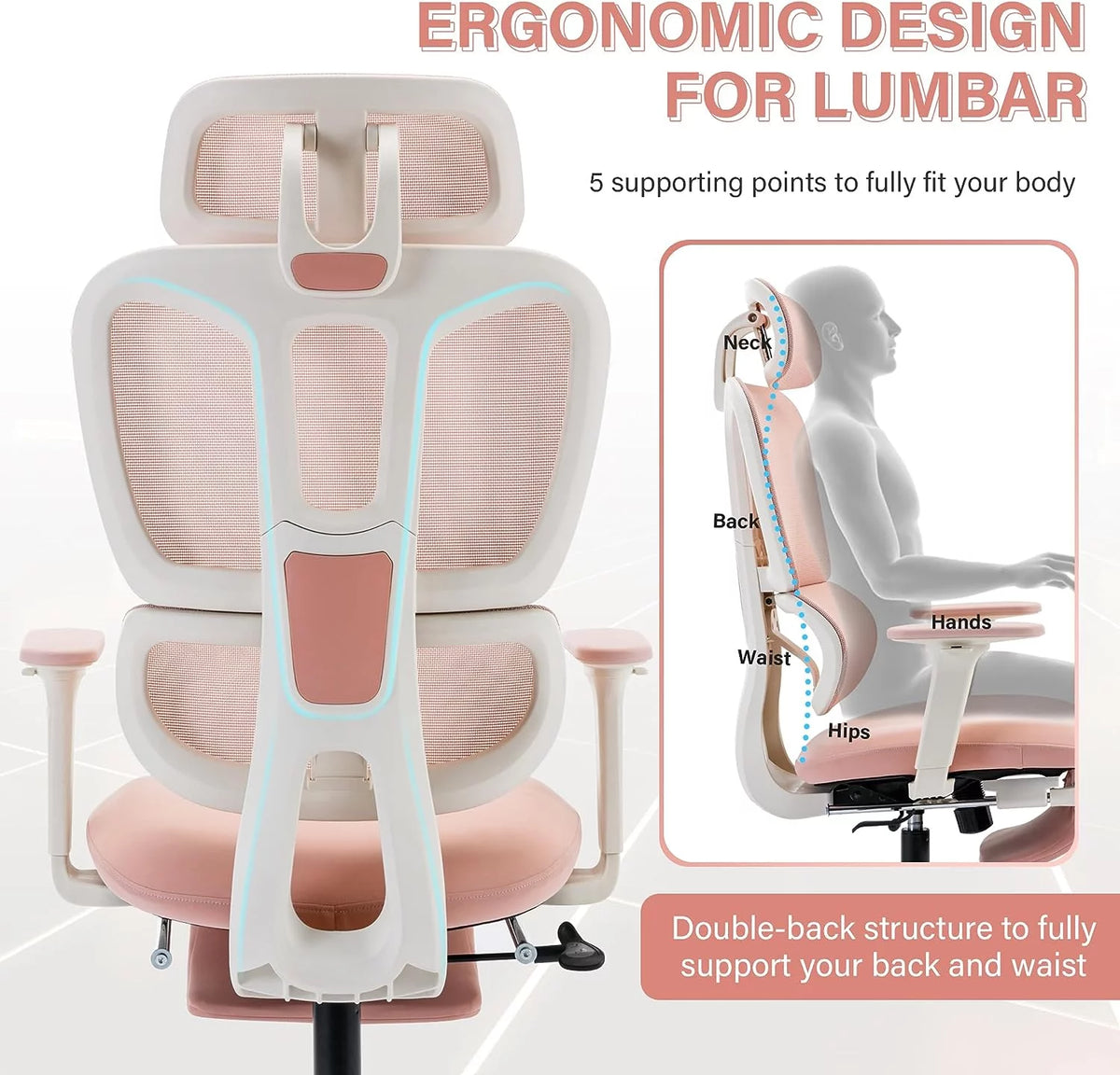 Black Ergonomic Mesh Office Chair with Footrest and Headrest A696