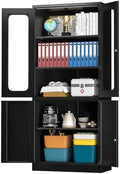 Black Glass Display Cabinet with 4 Shelves Z815025
