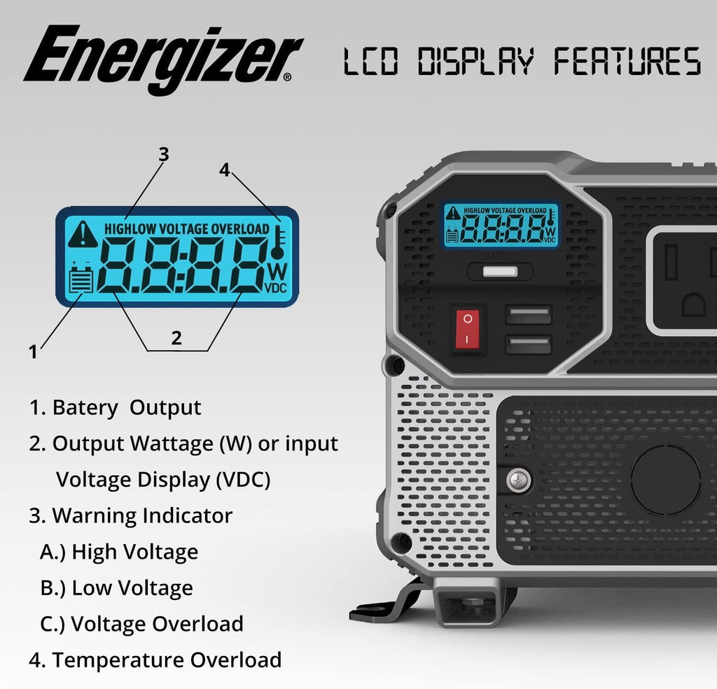 2000 Watts Power Inverter, 12v to 110v, Two AC Outlets, Two USB Ports, DC to AC Converter Y33461