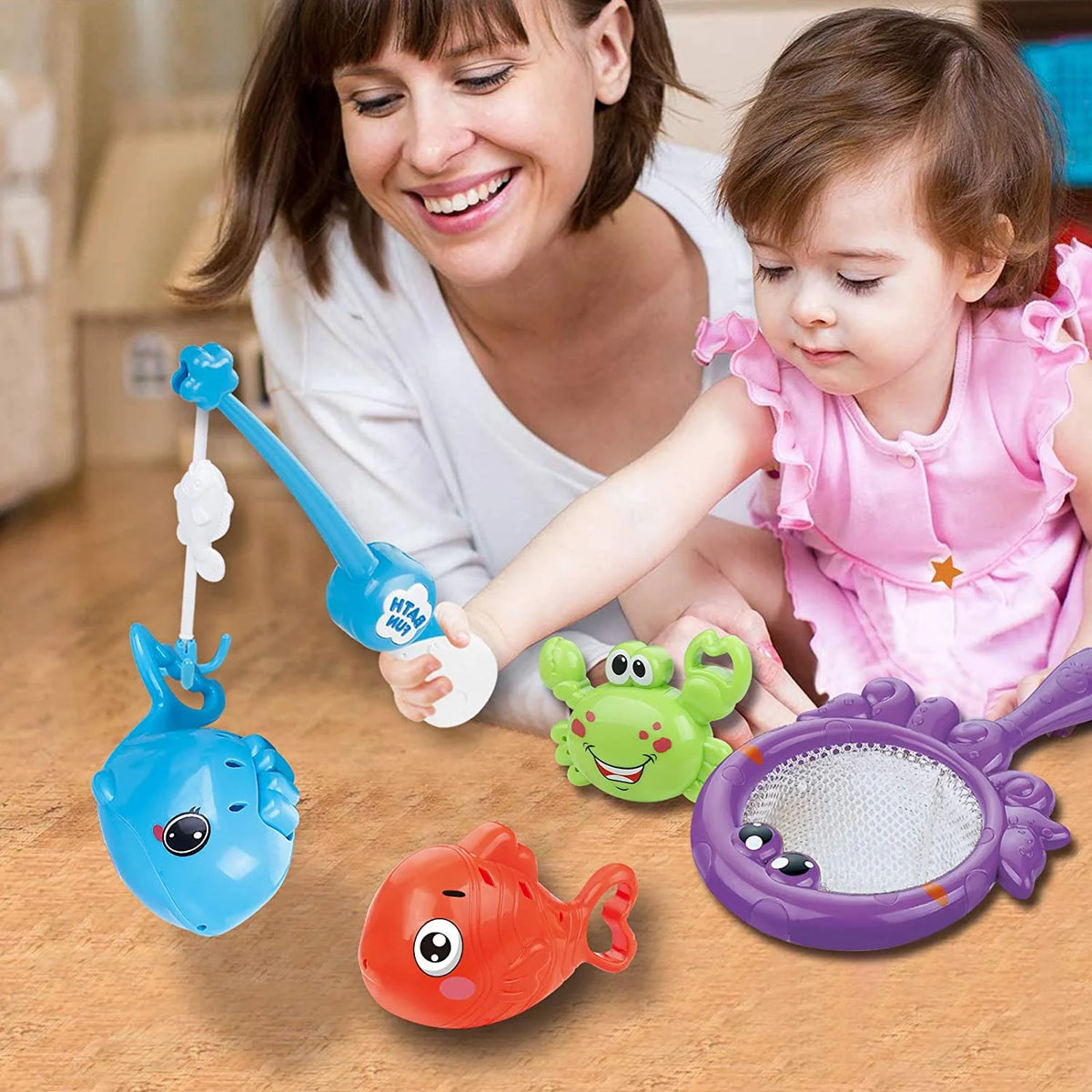 Mold Free Fishing Games Swimming Whales Water Table Pool Bath Toy for Toddlers Y244