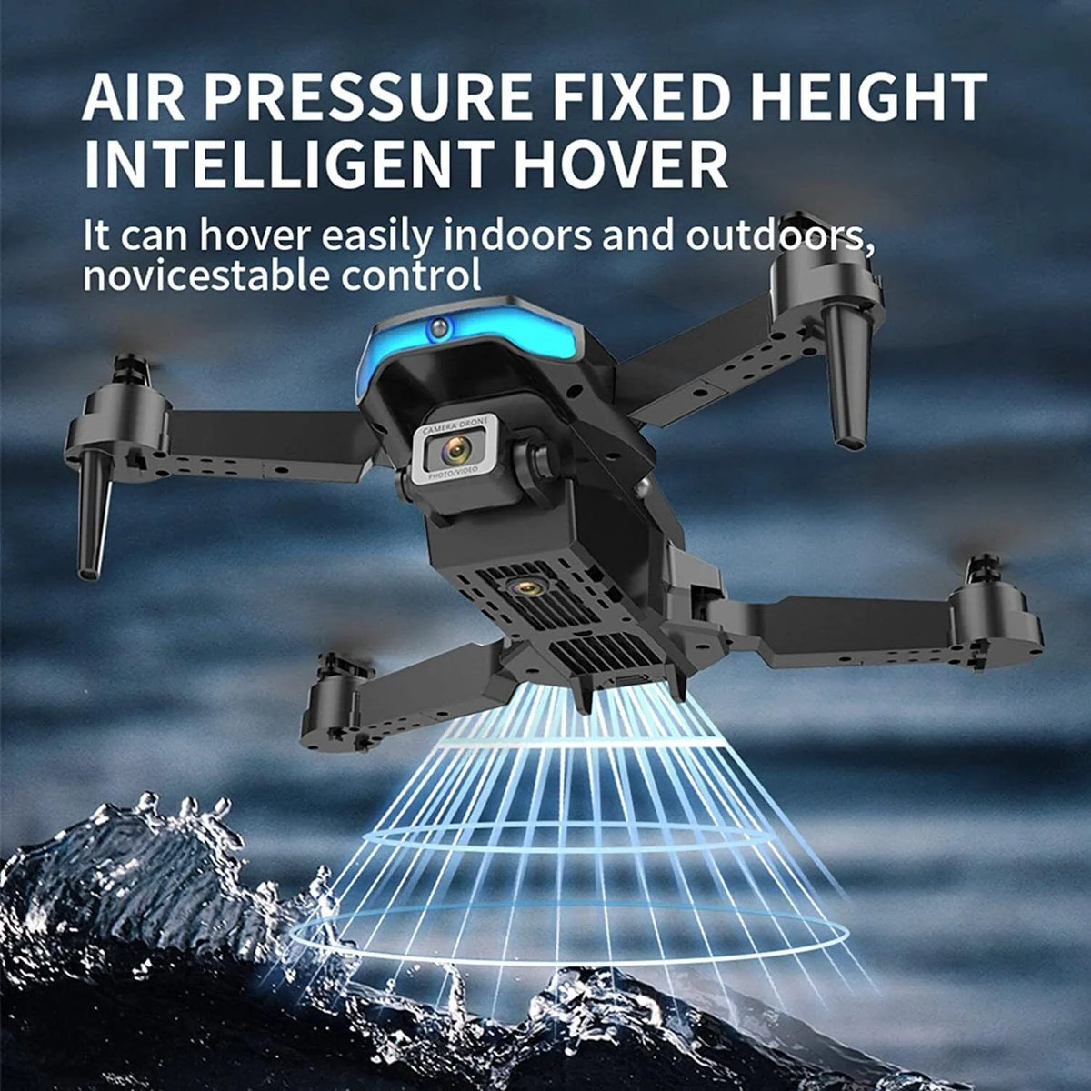 RC Drone 4k HD Wide Angle Camera WIFI FPV Dual Camera Quadcopter Black J1927