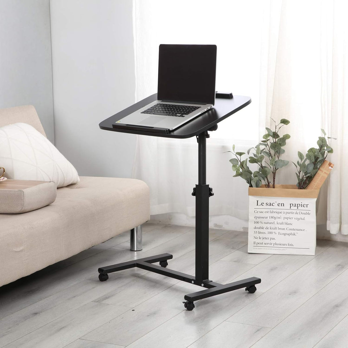 Adjustable Overbed Bedside Table with Wheels S8122
