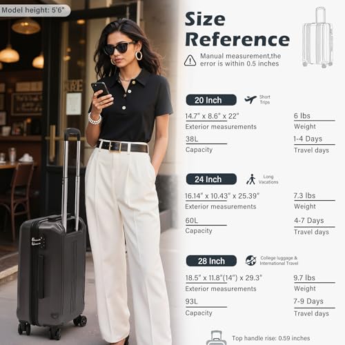 Lightweight Hardshell Spinner Luggage with TSA Lock 20in 24in 28in Q535180