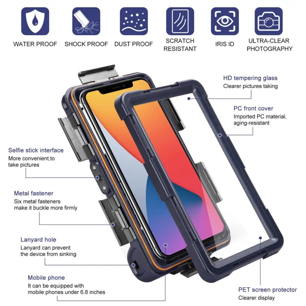 Waterproof Protective Case for Phones Up to 6.9 Inch with Lanyard S460208