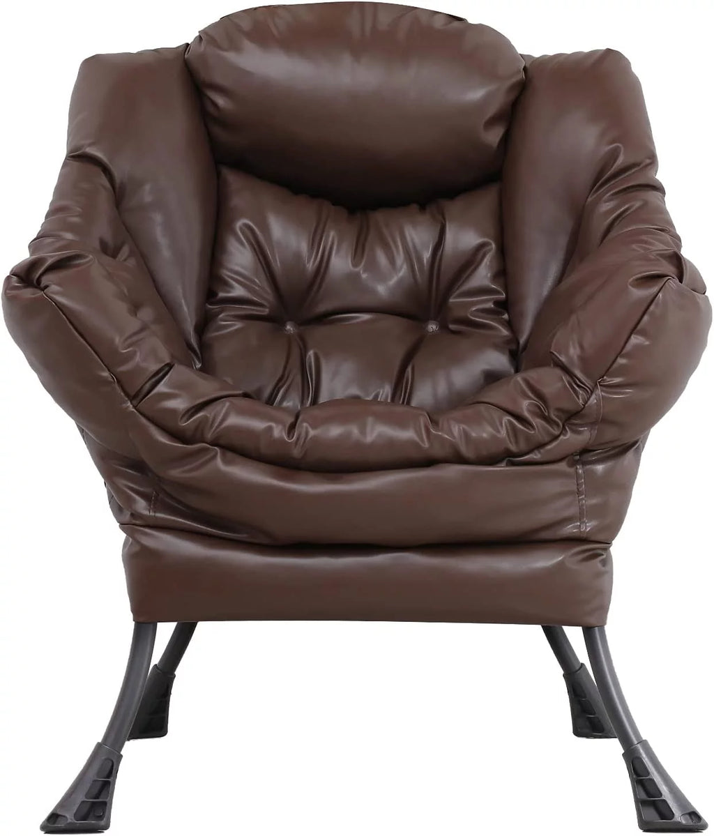 Brown Faux Leather Armchair with Side Pocket A8635