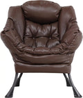 Brown Faux Leather Armchair with Side Pocket A8635