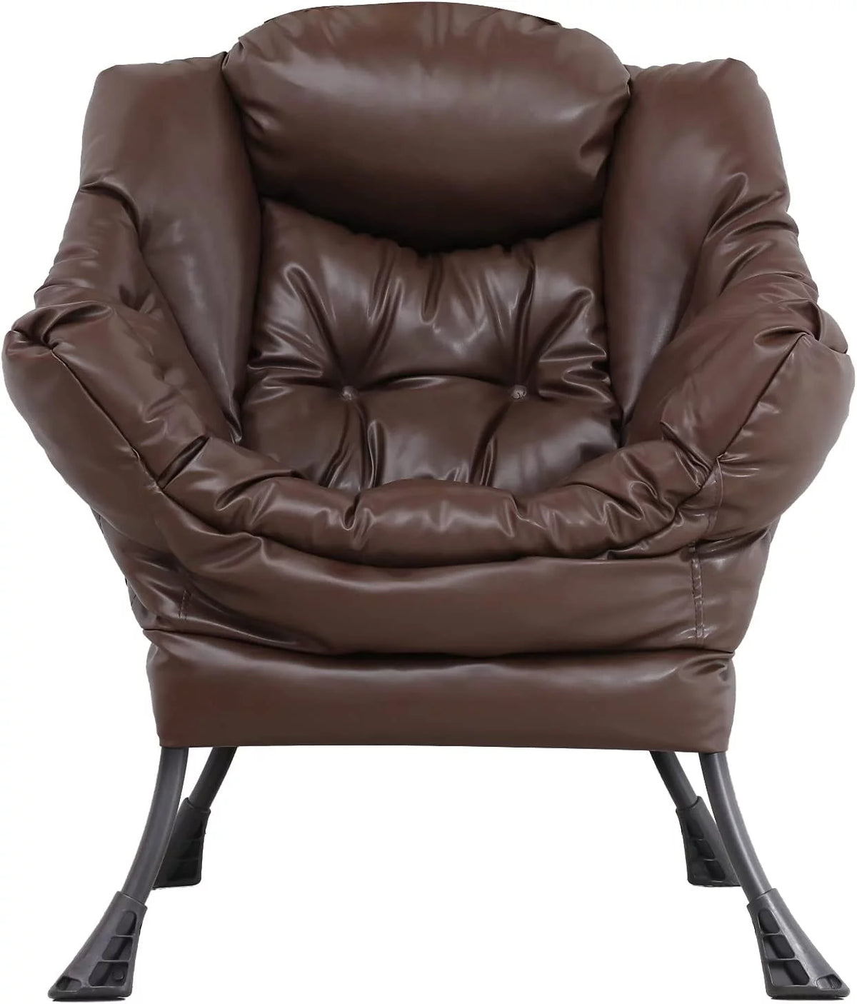 Brown Faux Leather Armchair with Side Pocket A8635