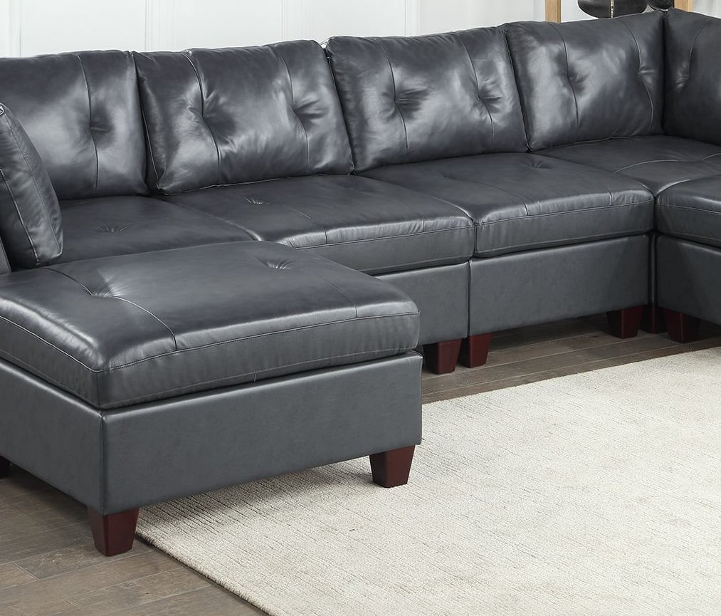 Genuine Leather Tufted Ottoman Q14770