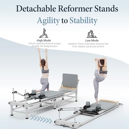 Foldable Pilates Reformer Machine with Adjustable Heights M779115