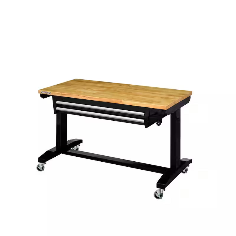 Black Adjustable Height Worktable with 2-Drawers D747787