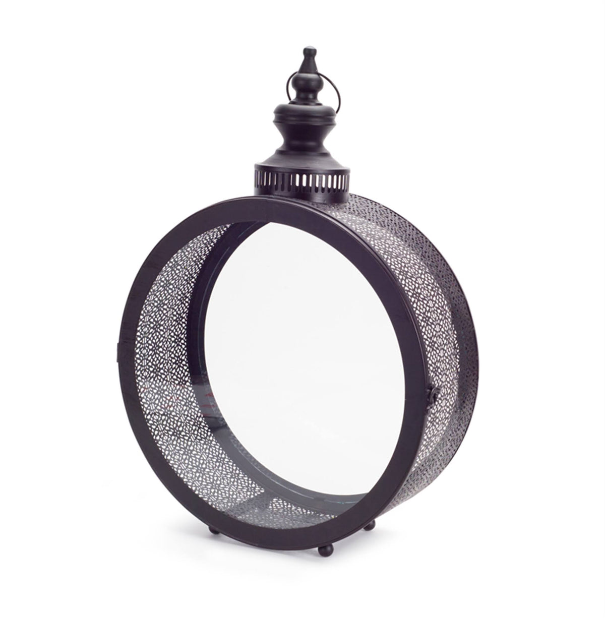 22 in. Black Brown Metal Glass Lantern H9235