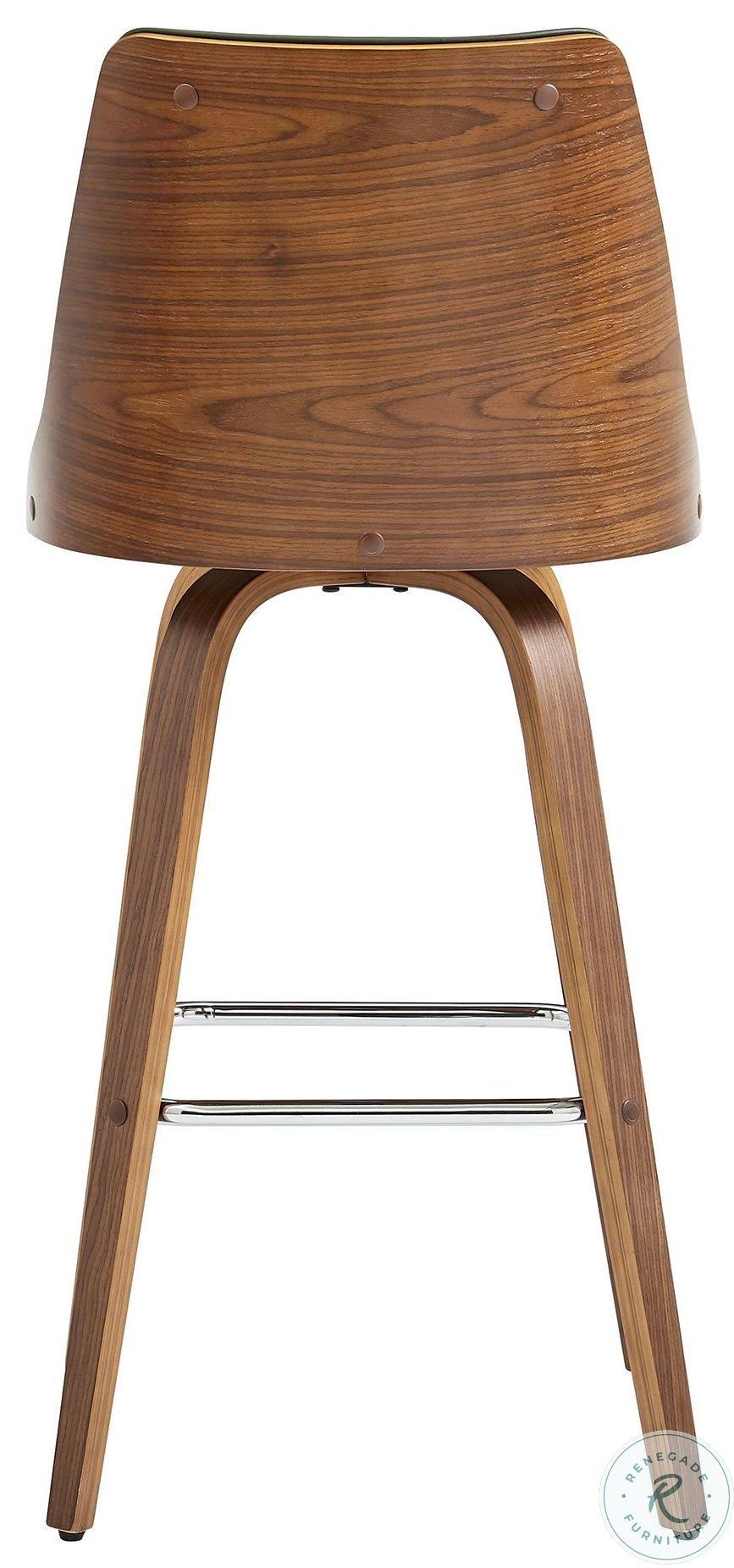 Gray Faux Leather and Walnut Wood Swivel Counter Stool A27108
