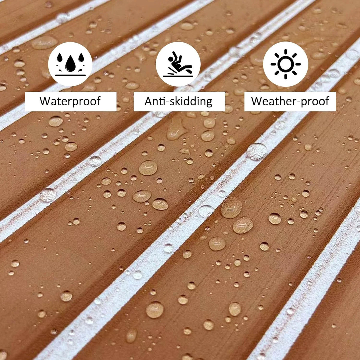 EVA Foam Boat Decking Sheets 23" x 94" - 7mm Thick Non-Slip Faux Teak Marine Flooring Mat Q390830