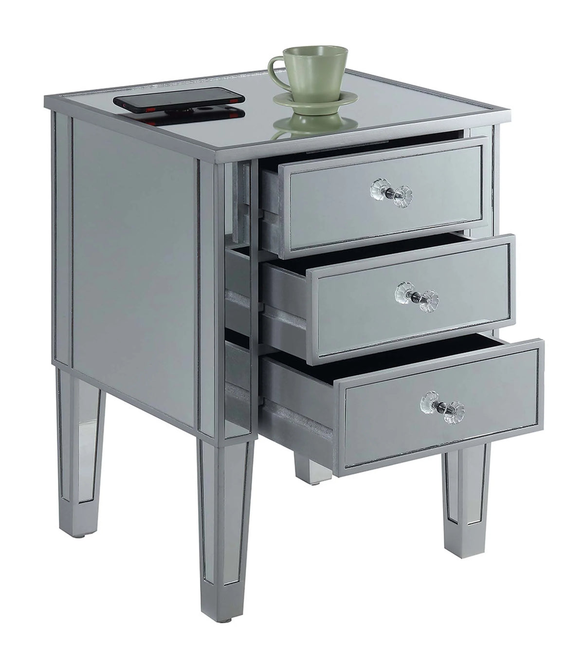 3 Drawer Mirrored End Table G314