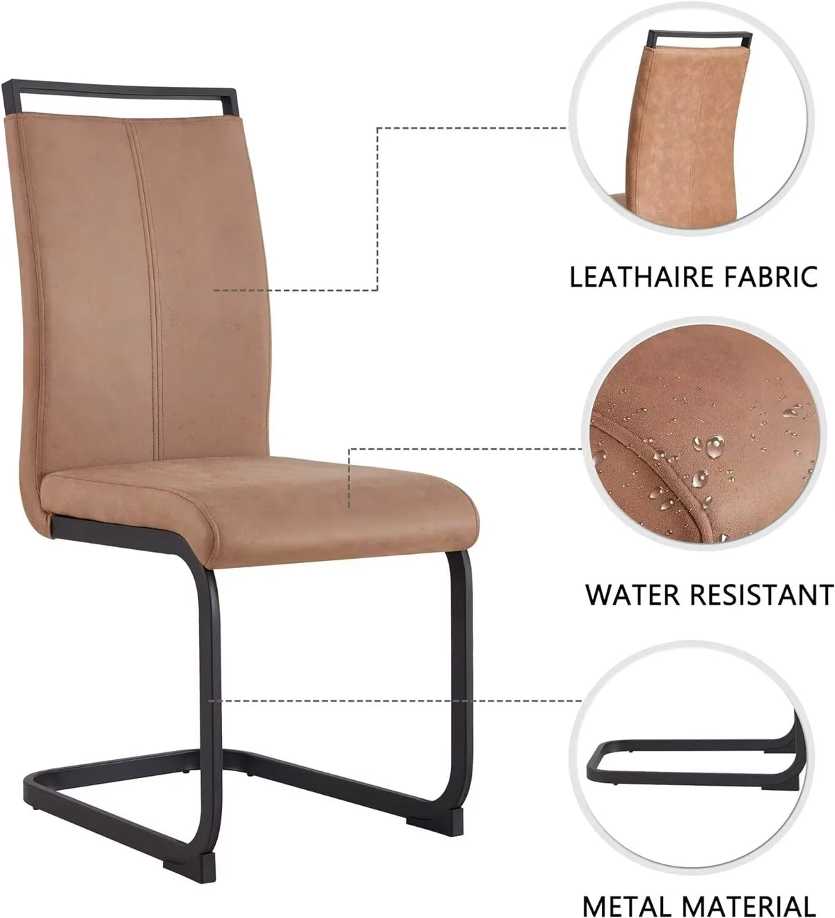 Soft Fabric Dining Chairs Set of 6 with Padded Seat Y58632