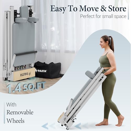 Foldable Pilates Reformer Machine with Adjustable Heights M779115