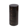 24 in. Chocolate Wood Round End Table with Four Drawers R674557