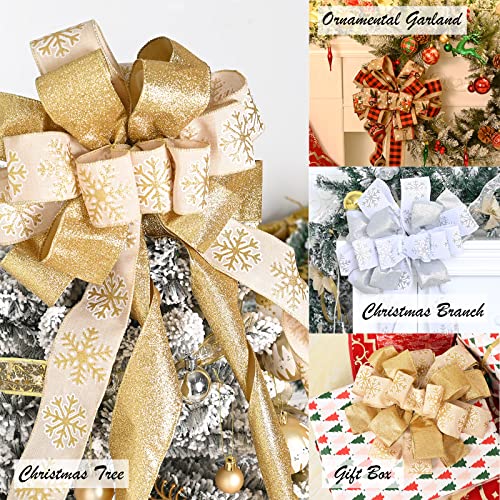 Christmas Tree Topper Bow 40x13 Inches White S23386