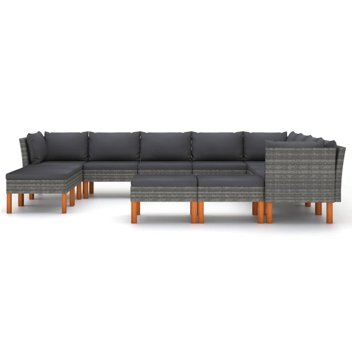 12 Piece Gray Poly Rattan Patio Conversation Set D64585