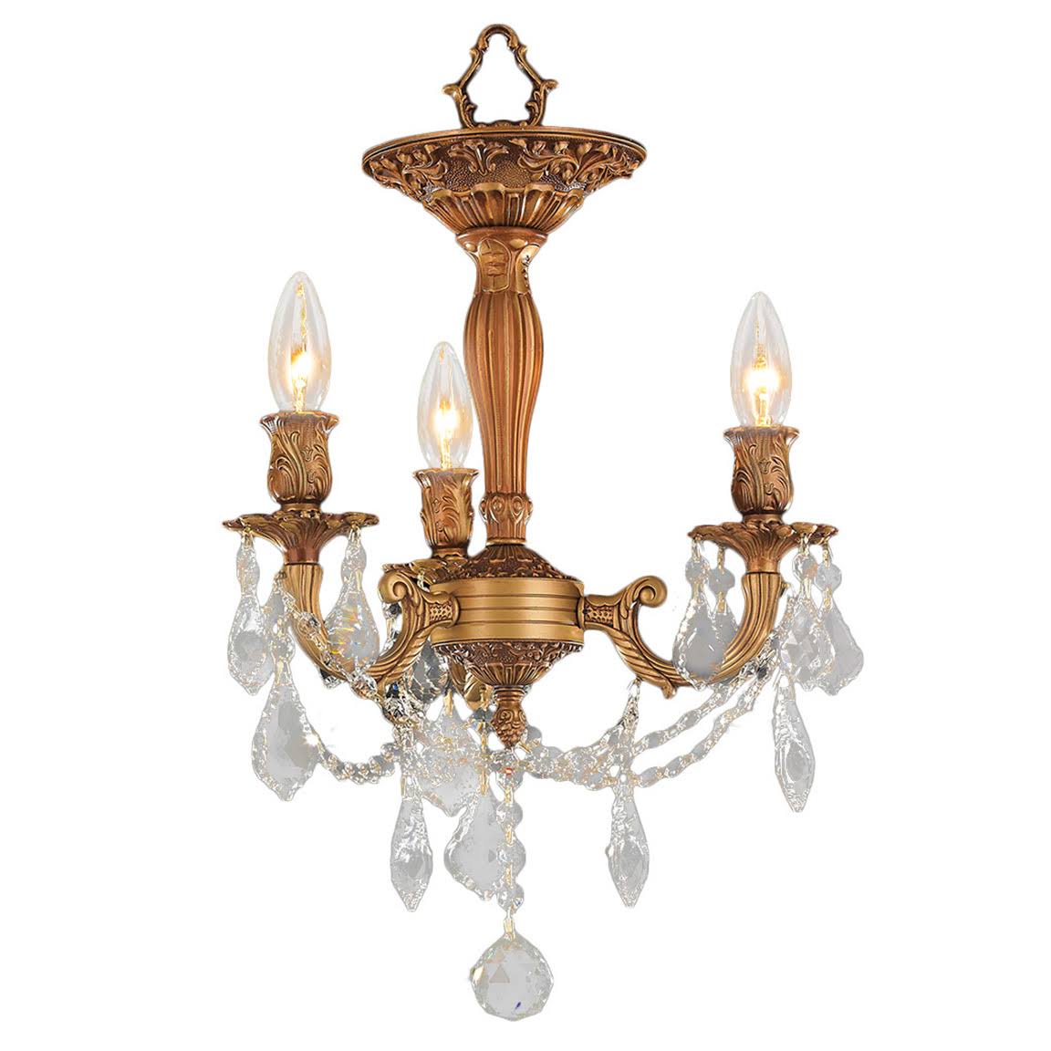 French Gold Finish Clear Crystal Semi Flush Mount M904639