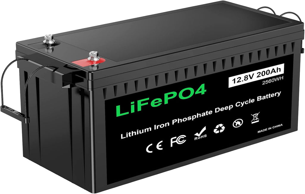 12V 200Ah Plus Lithium Battery, LiFePO4 RV Deep Cycle Rechargeable Battery, Built-in 200A BMS K330511