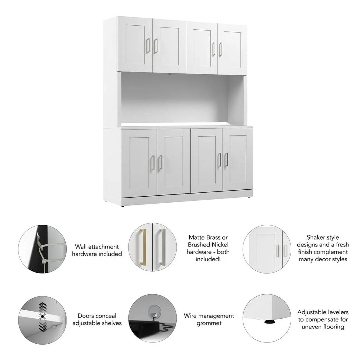 White Engineered Wood Buffet Cabinet with Hutch L672221