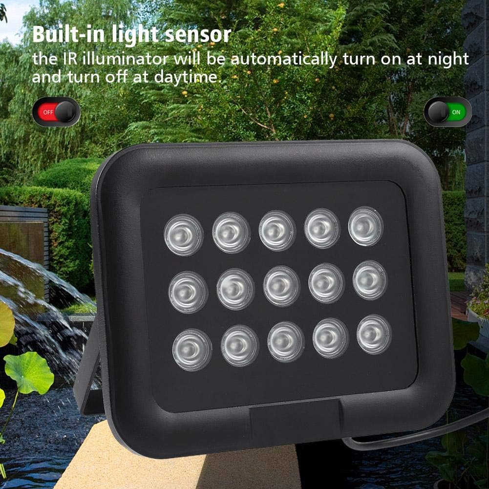 20~150m IR Infrared Illuminator, 8~90° Adjustable 15Pcs Infrared LED Light IP65 Waterproof I64455