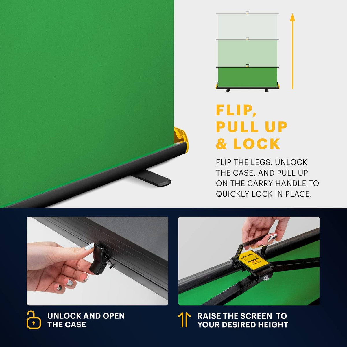 Portable Collapsible Green Screen Chroma Key Backdrop with Stand A946
