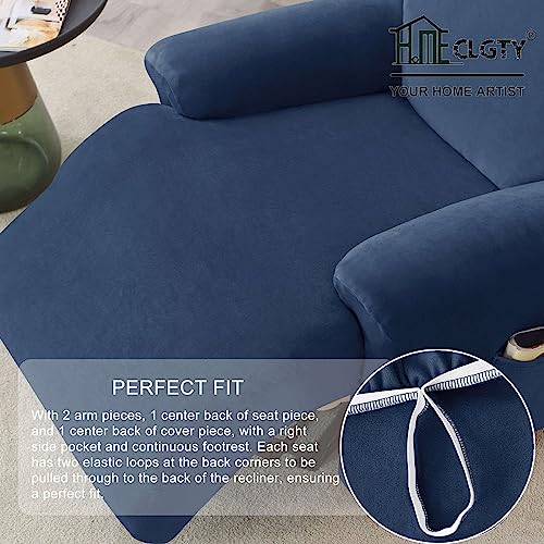 4 Seat 10-piece Velvet Recliner Couch Covers with Pocket Y8448