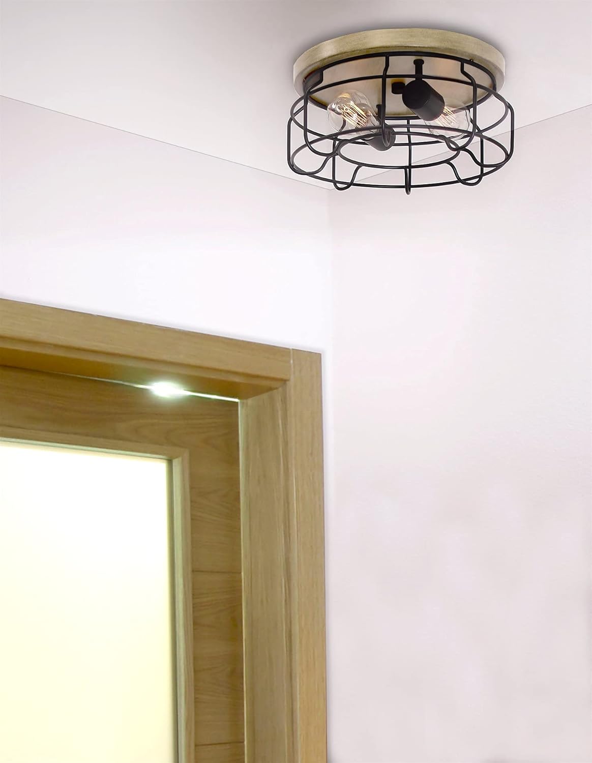 2-Light Metal Flush Mount Ceiling Light N7543