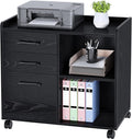Black 3-Drawer File Cabinet with Storage Shelf O710