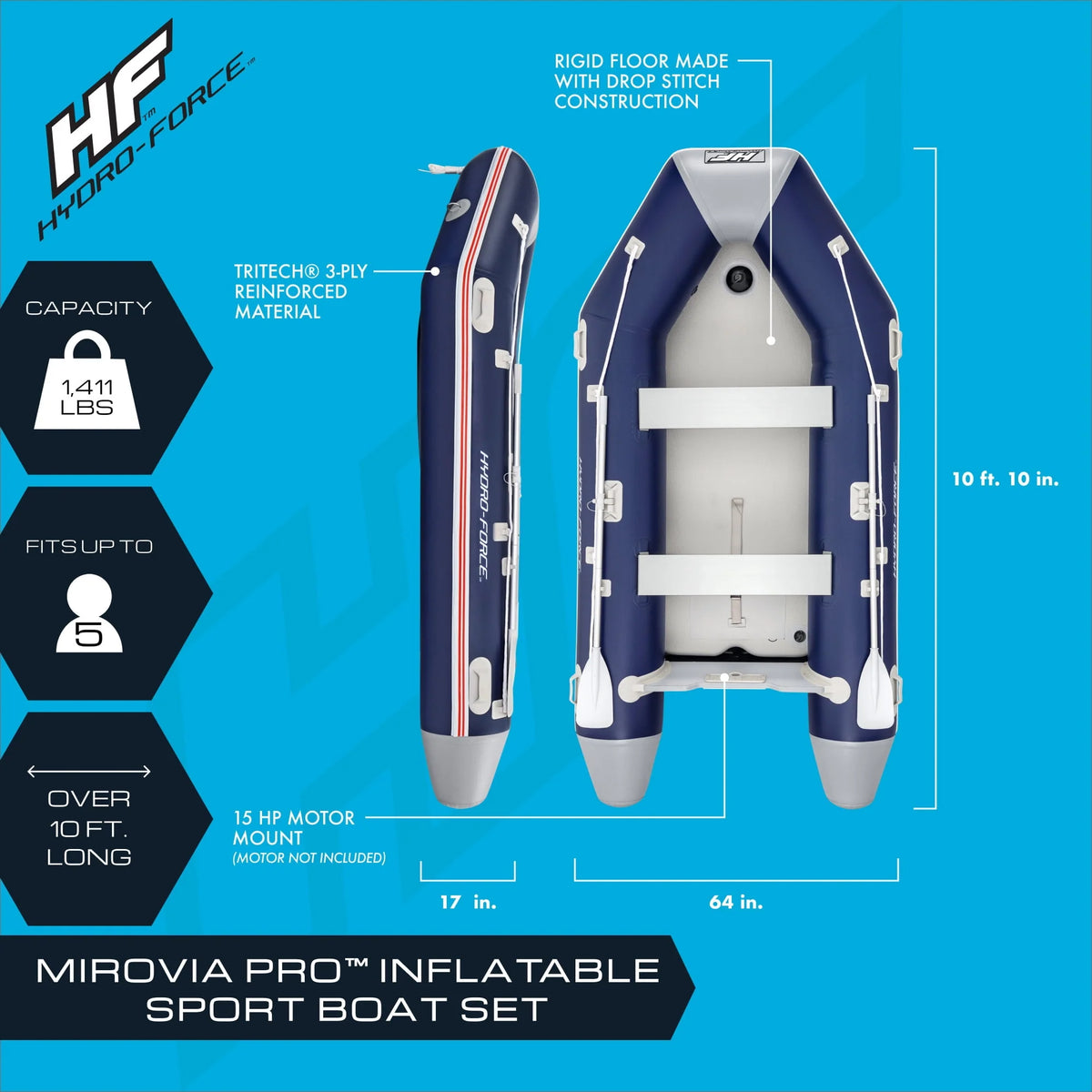 Inflatable 5 Person Water Raft Boat Set Z173