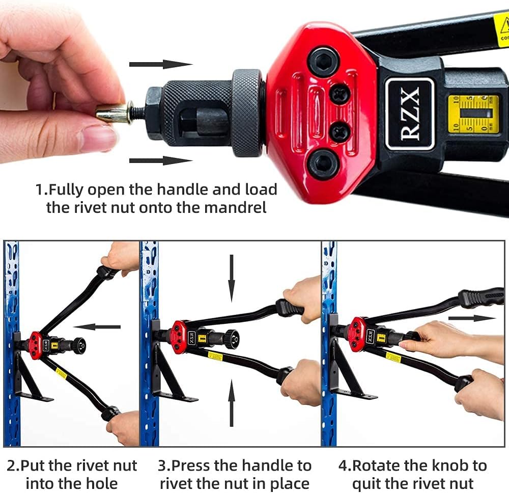 16" Hand Blind Riveter with 115PCS Rivets Nuts with Aluminum Carrying Case I741