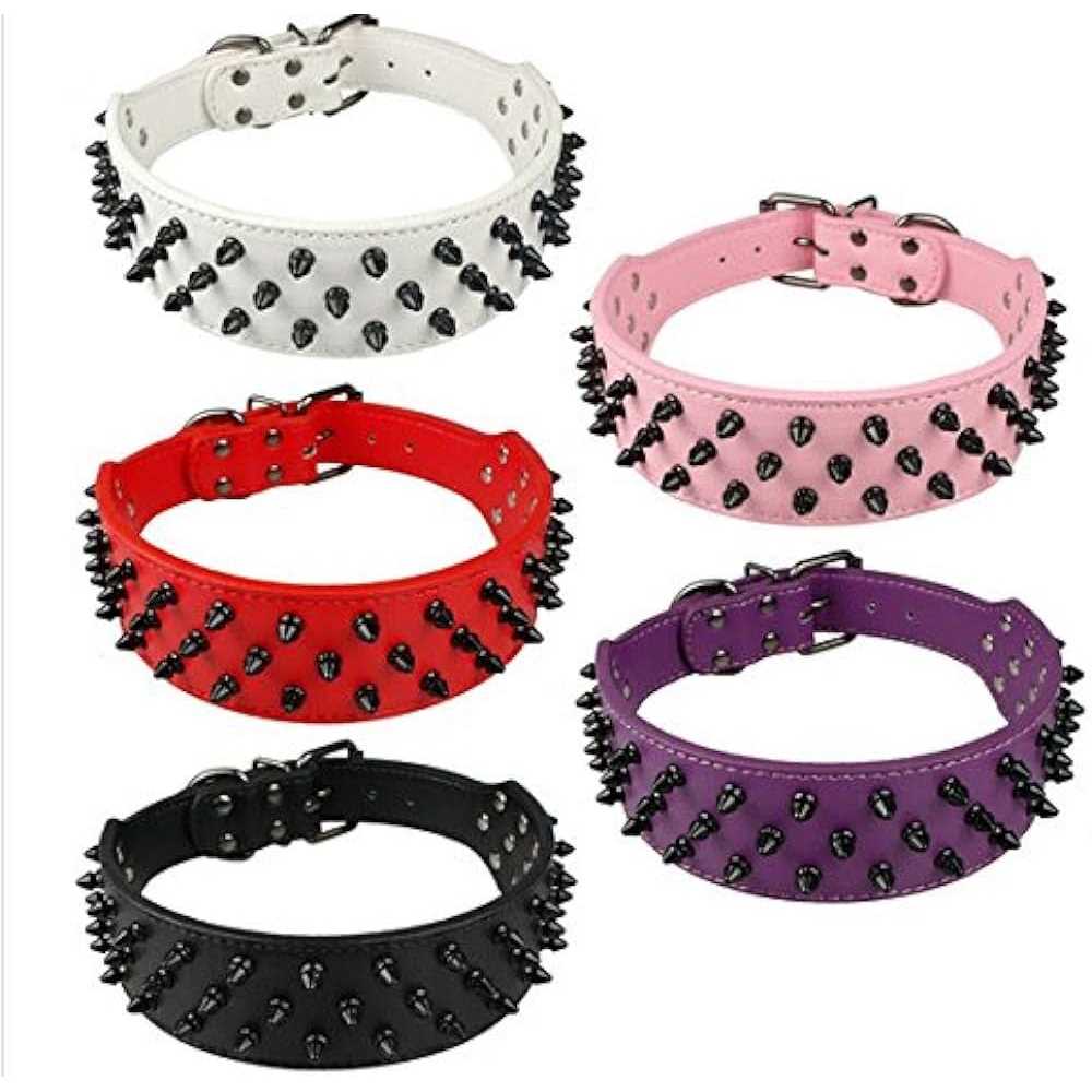 Black Spiked Studded Dog Collar W550