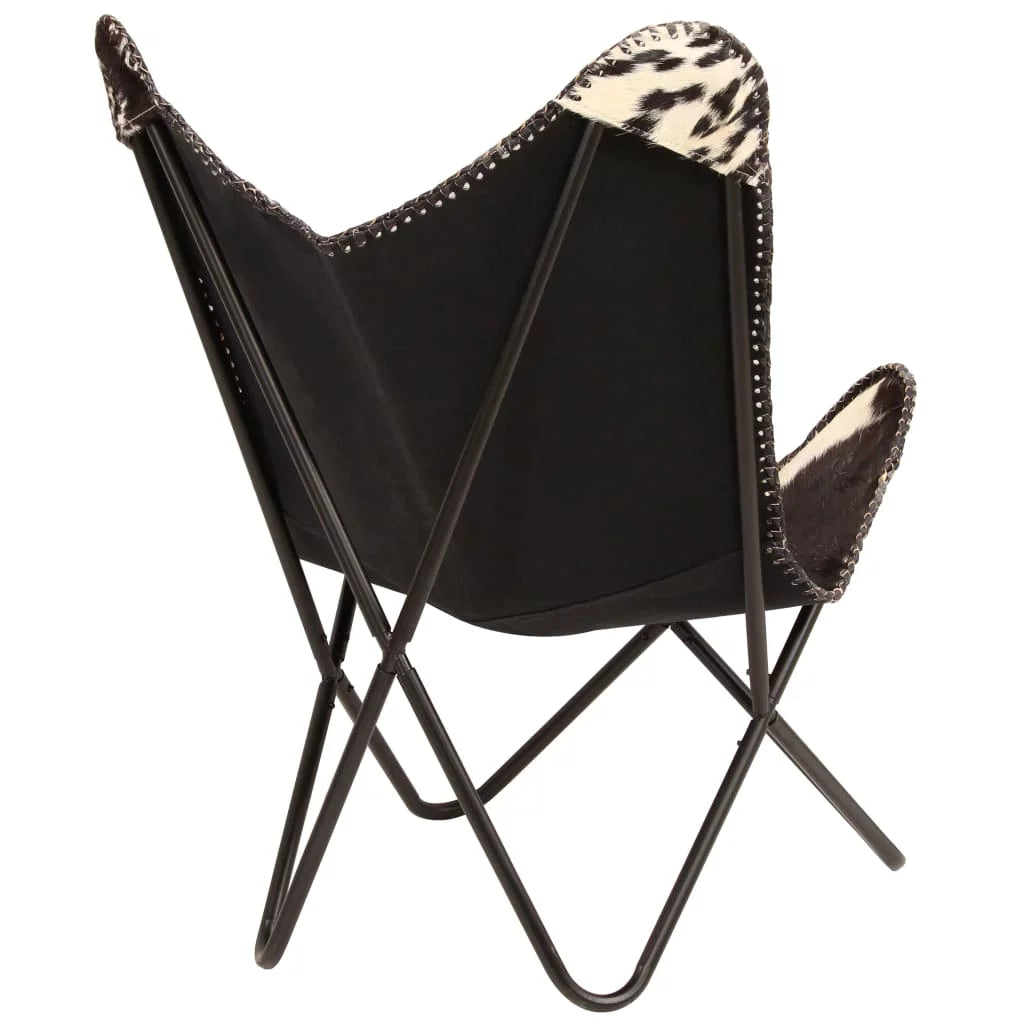 Black and White Goat Leather Butterfly Chair O379515