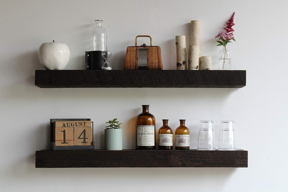 Reclaimed Wood Floating Shelves Set of Two X946