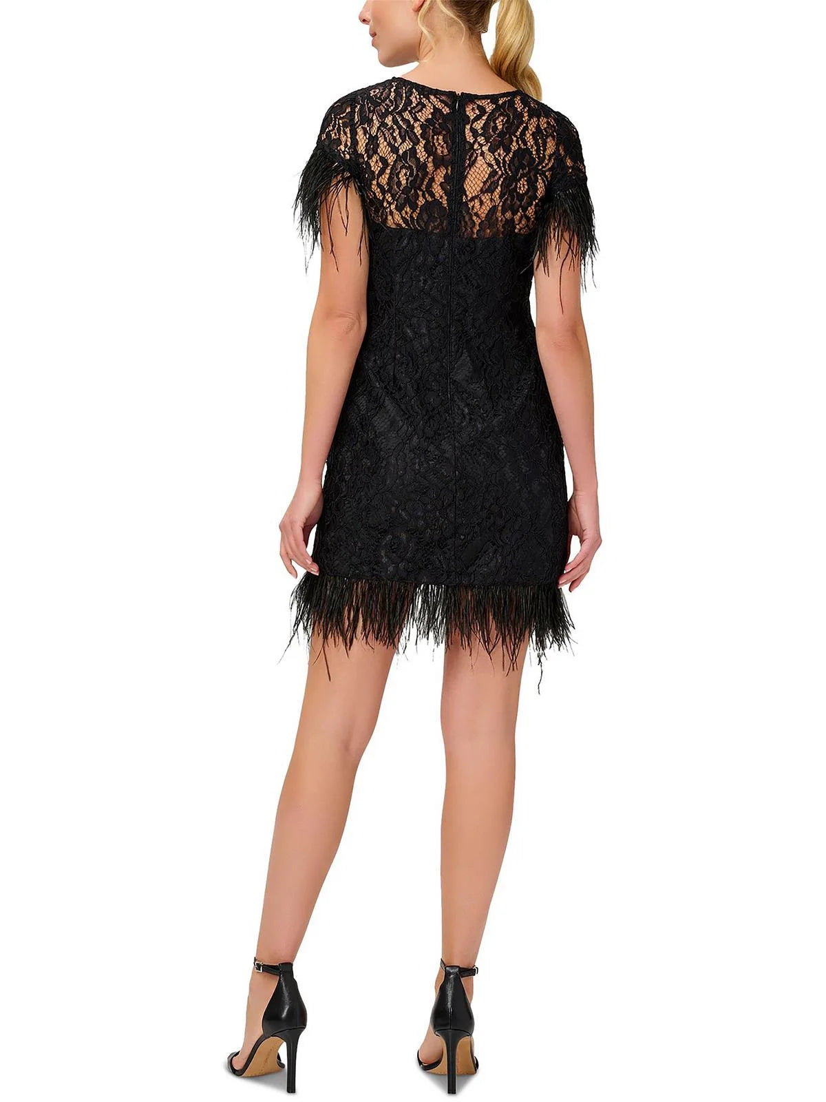 Ostrich Feather Lace Cocktail Dress S552849