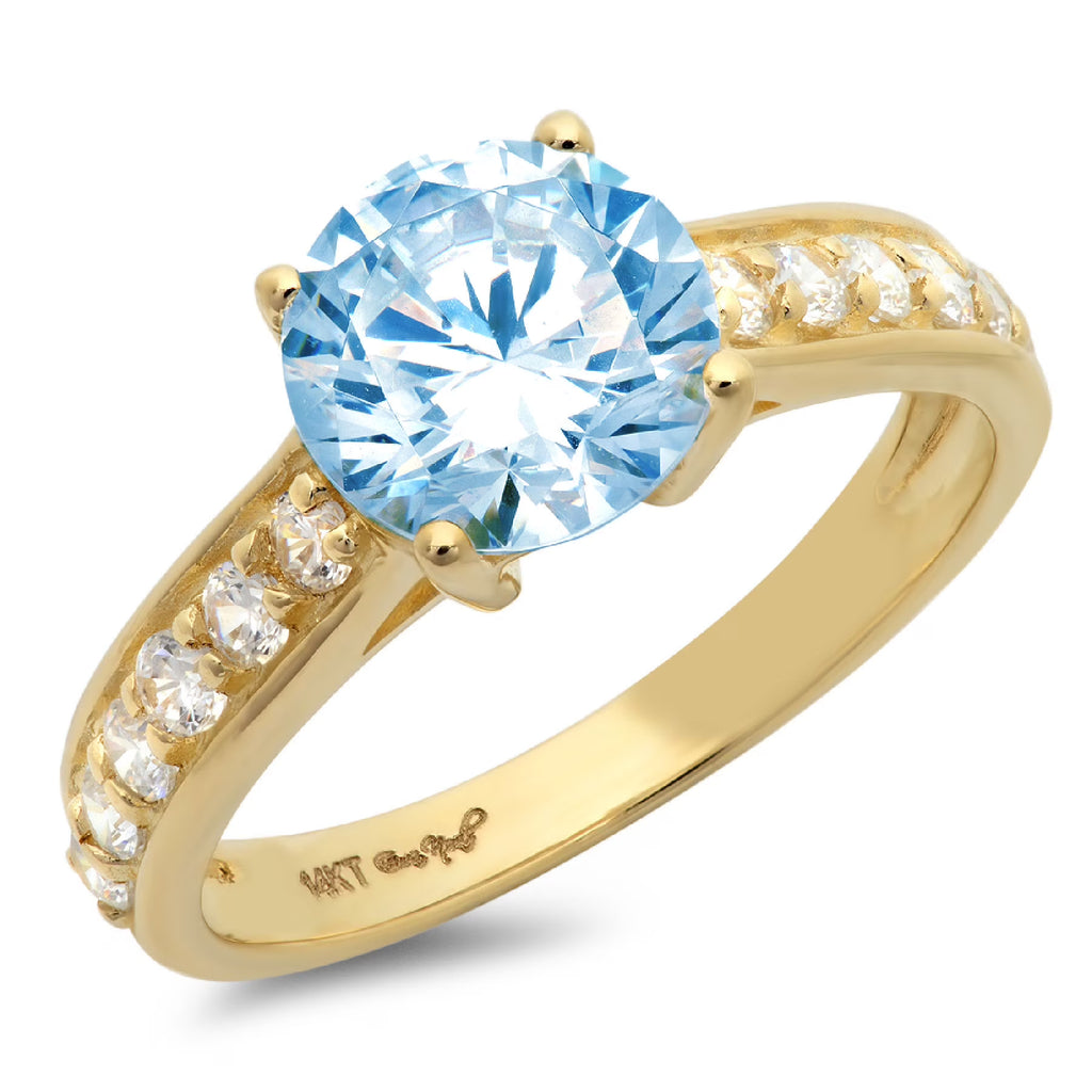 18k Yellow Gold Simulated Diamond Engagement Ring N7316
