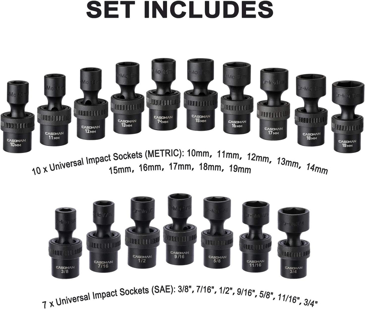 87 Pcs 3/8 Drive Impact Socket Set SAE & Metric CR-MO Steel R4279