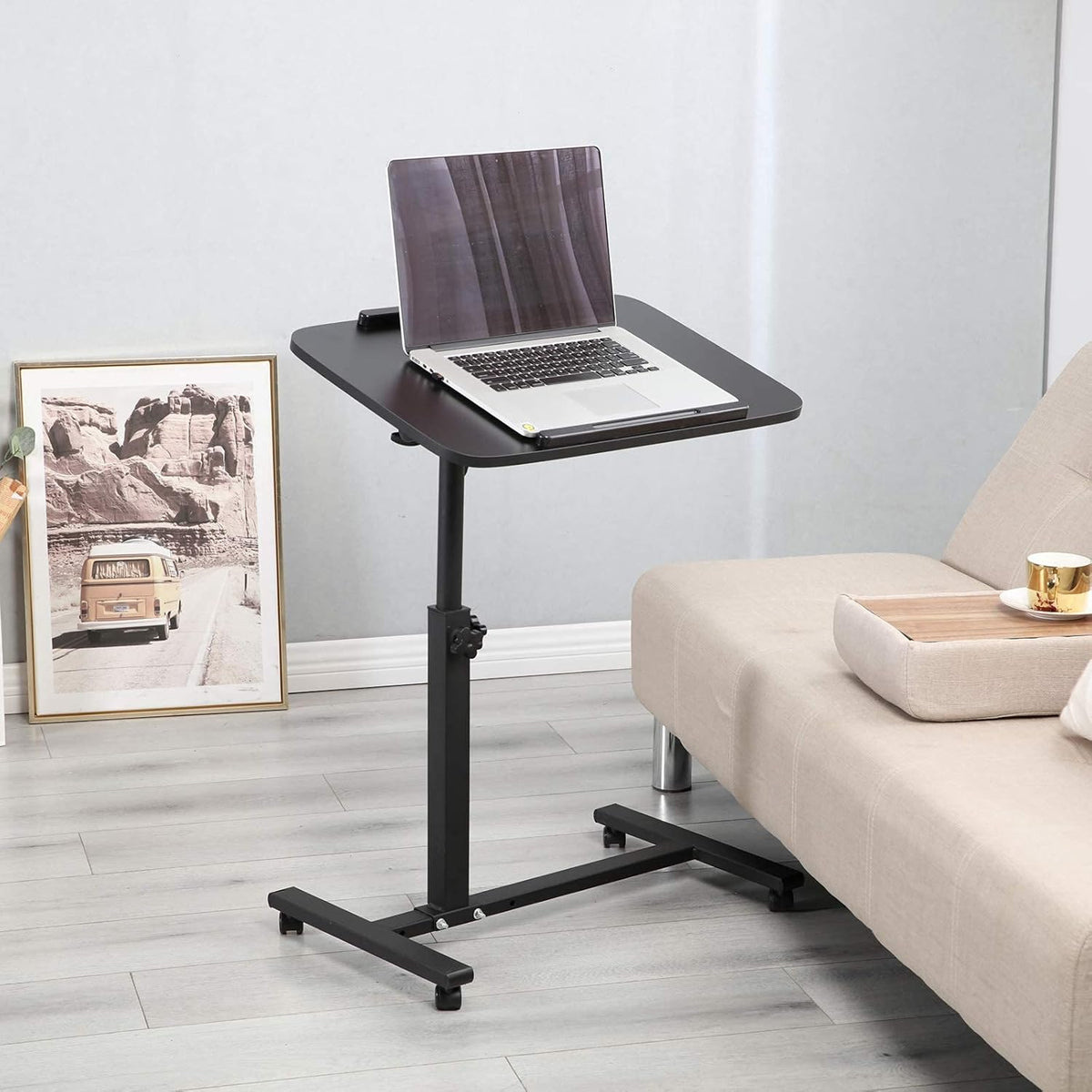 Adjustable Overbed Bedside Table with Wheels S8122