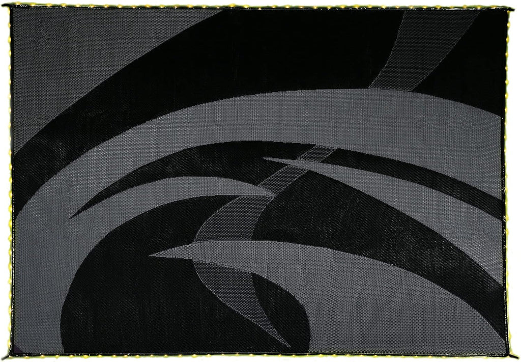 LED Illuminated Patio Mat 8-Feet x 18-Feet Black/White/Grey RV Camping Mat L77560
