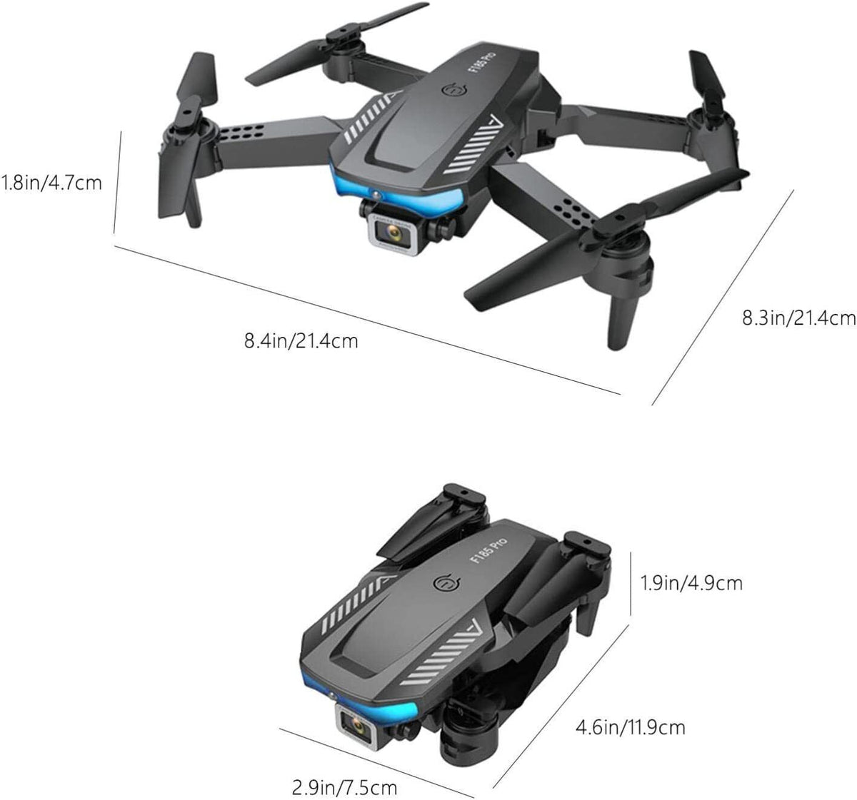 RC Drone 4k HD Wide Angle Camera WIFI FPV Dual Camera Quadcopter Black J1927