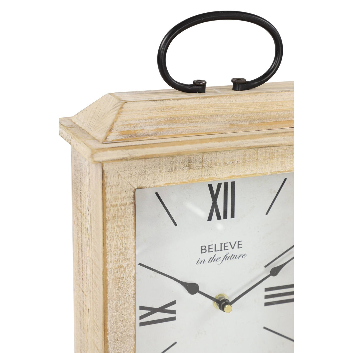 Rectangular Beige Wooden Table Clock C490