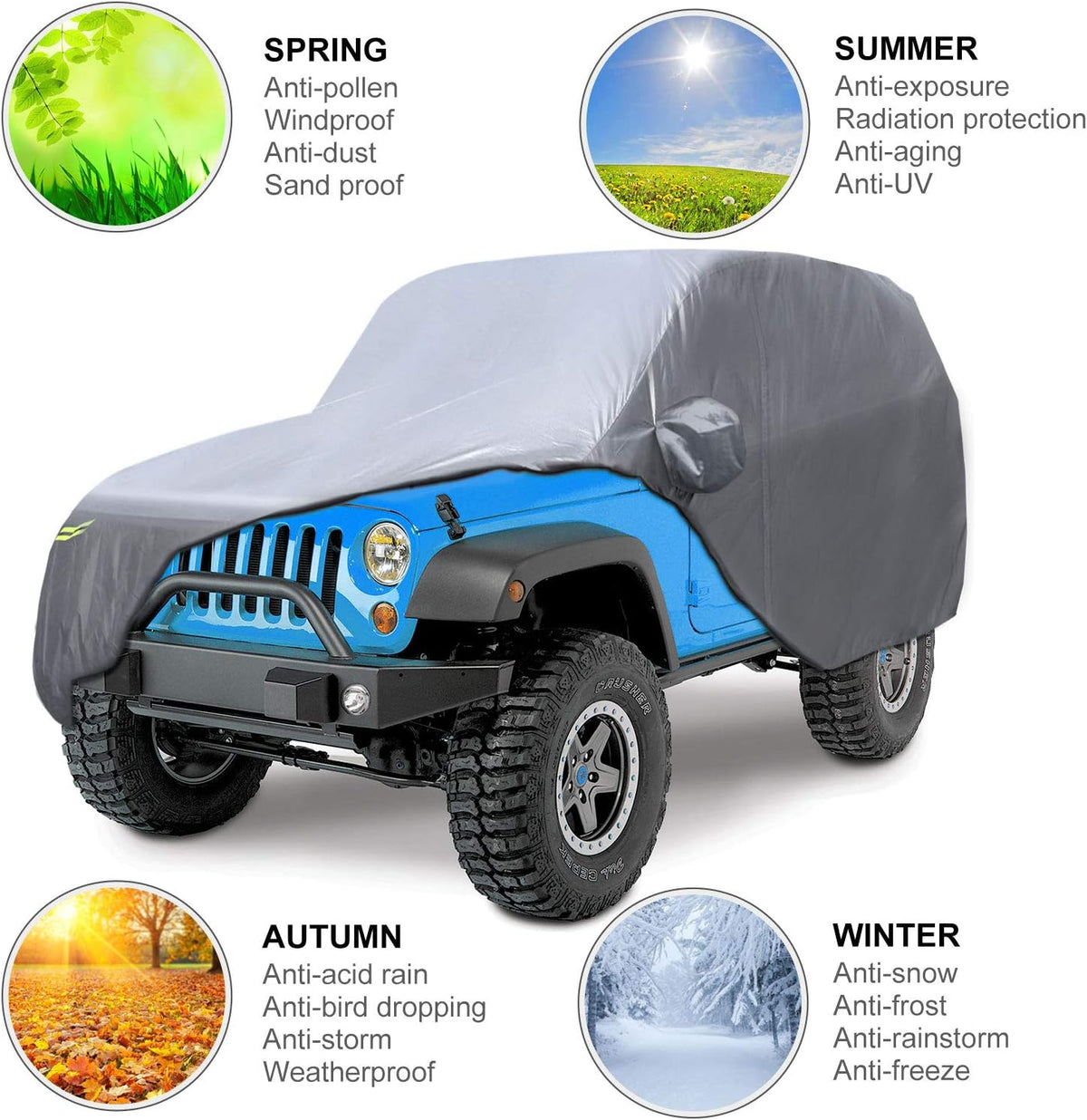 Waterproof 2 Door Car Cover with Windproof Straps B480983