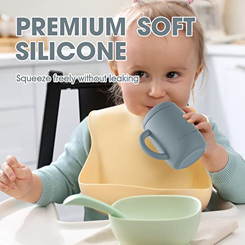 Sippy Cups 7OZ, Silicone Straw Cup B683