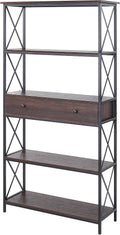 5-Tier Metal Bookcase with Drawer P758