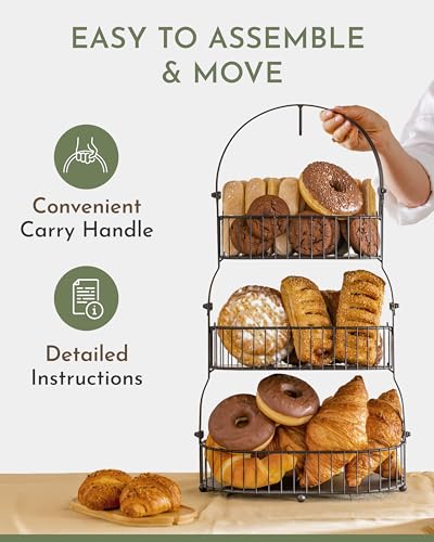 3 Tier Bamboo Fruit Basket with Removable Baskets T9879