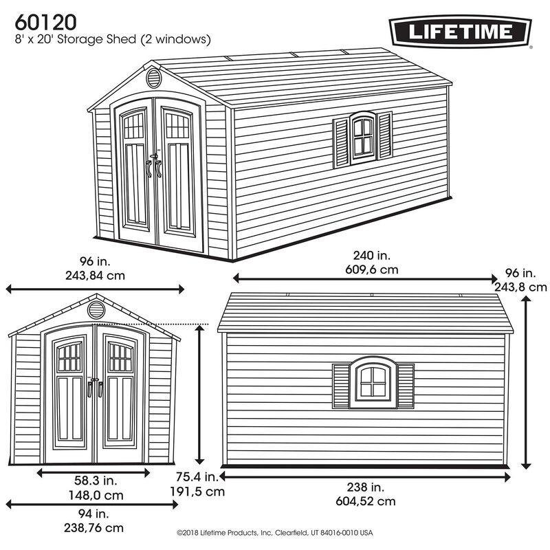 8 ft. W x 20 ft. D Plastic Storage Shed B434