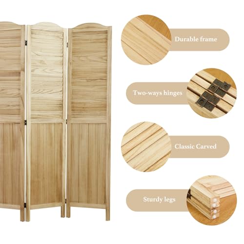 5.6 Ft Tall Folding Louver Wood Screen 4 Panels H52718